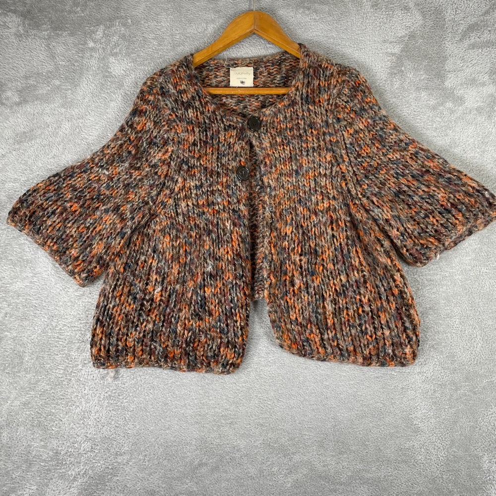 Relativity Cardigan Womens 1X Multicolor Chunky Knit Wool Mohair Alpaca Blend‎